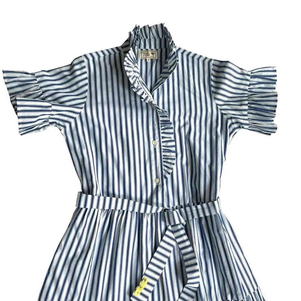 Mille striped tiered maxi dress coastal grandmother resortcore cotton Small - Picture 2 of 8